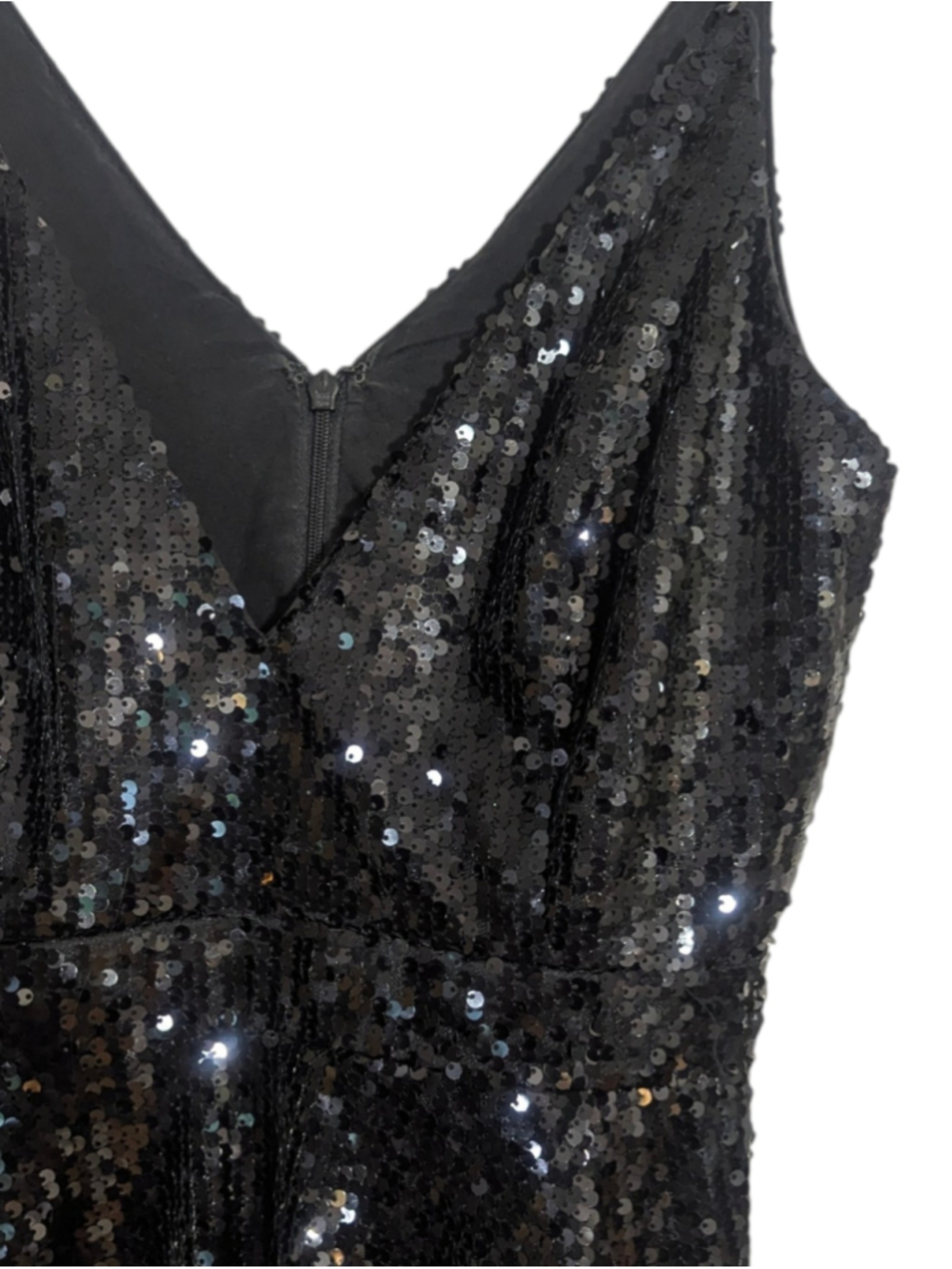 Jay Godfrey Black Sequin V-Neck Midi Dress Size 4 - Picture 4 of 10